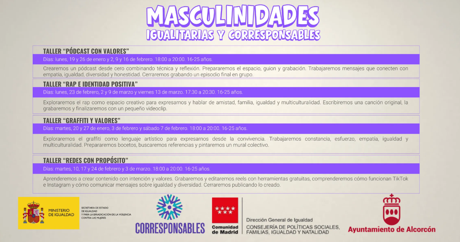 talleres masculinidades para jovenes