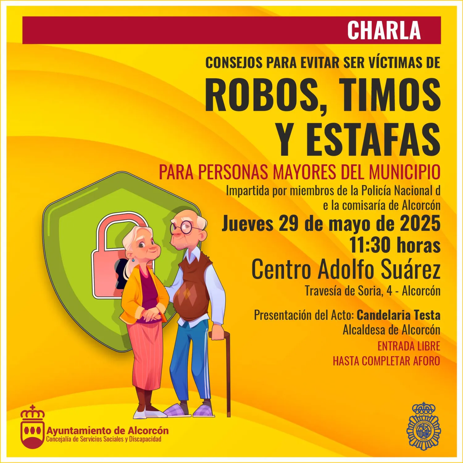 Imagen cartel charla robos
